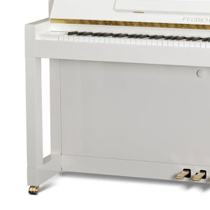Feurich 115 Premiere Upright Piano; Polished White