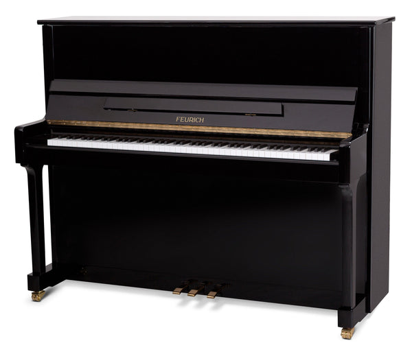 Feurich 122 Universal Silent Upright Piano; Polished Black