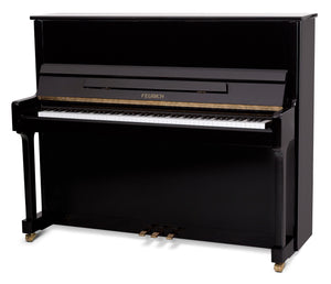 Feurich 122 Universal Upright Piano; Polished Black