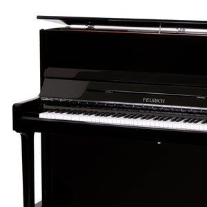 Feurich 122 Universal Upright Piano; Polished Black Chrome Fittings