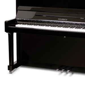 Feurich 122 Universal Upright Piano; Polished Black Chrome Fittings