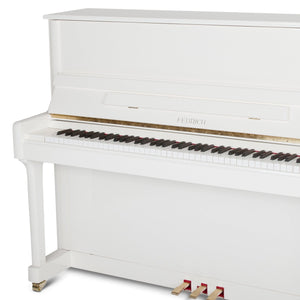 Feurich 122 Universal Silent Upright Piano; Polished White