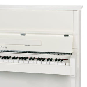 Feurich 122 Universal Silent Upright Piano; Polished White Chrome Fittings