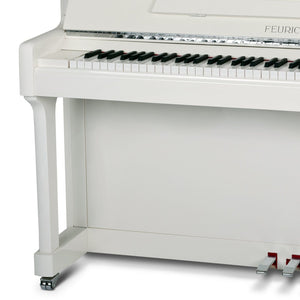 Feurich 122 Universal Silent Upright Piano; Polished White Chrome Fittings