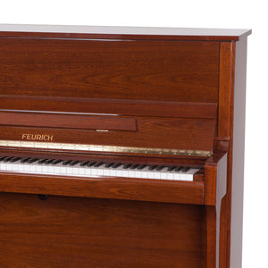 Feurich 122 Universal Upright Piano; Polished Walnut