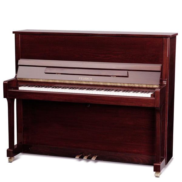 Feurich 122 Universal Silent Upright Piano; Polished Bordeaux