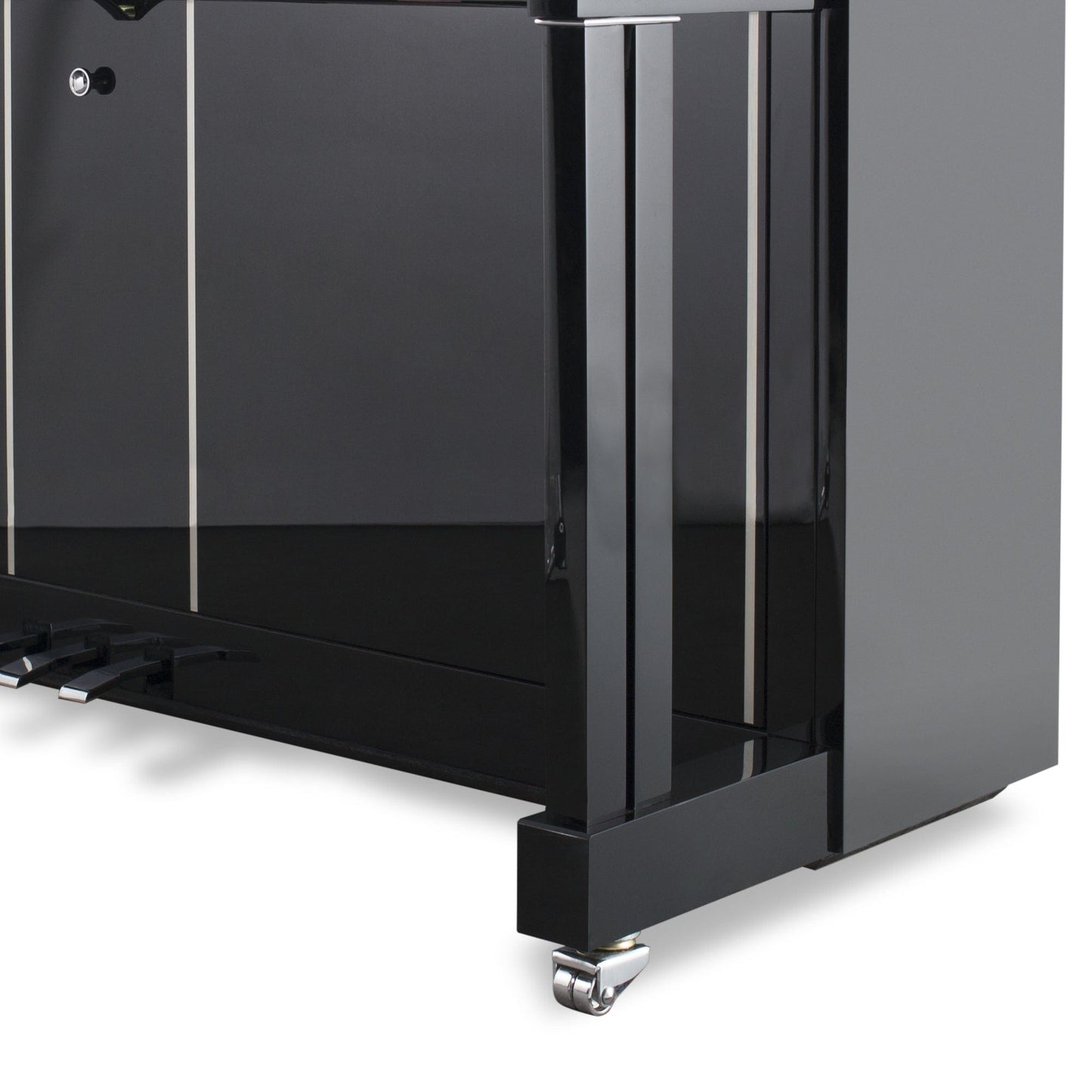 Feurich 125 Design Upright Piano; Polished Black With Chrome Fittings