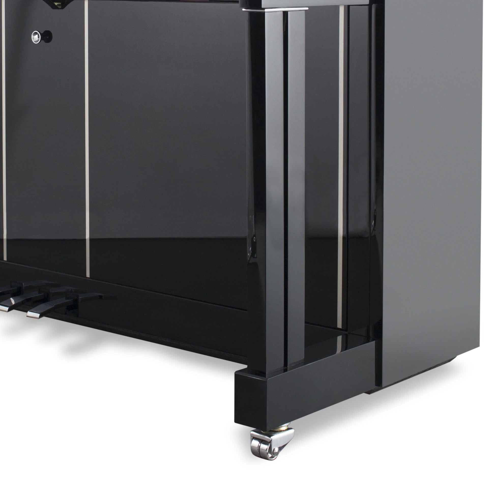 Feurich 125 Design Upright Piano; Polished Black With Chrome Fittings
