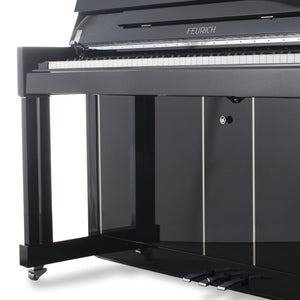 Feurich 125 Design Silent Upright Piano; Polished Black