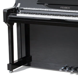 Feurich 133 Concert Silent Upright Piano; Polished Black With Chrome Fittings
