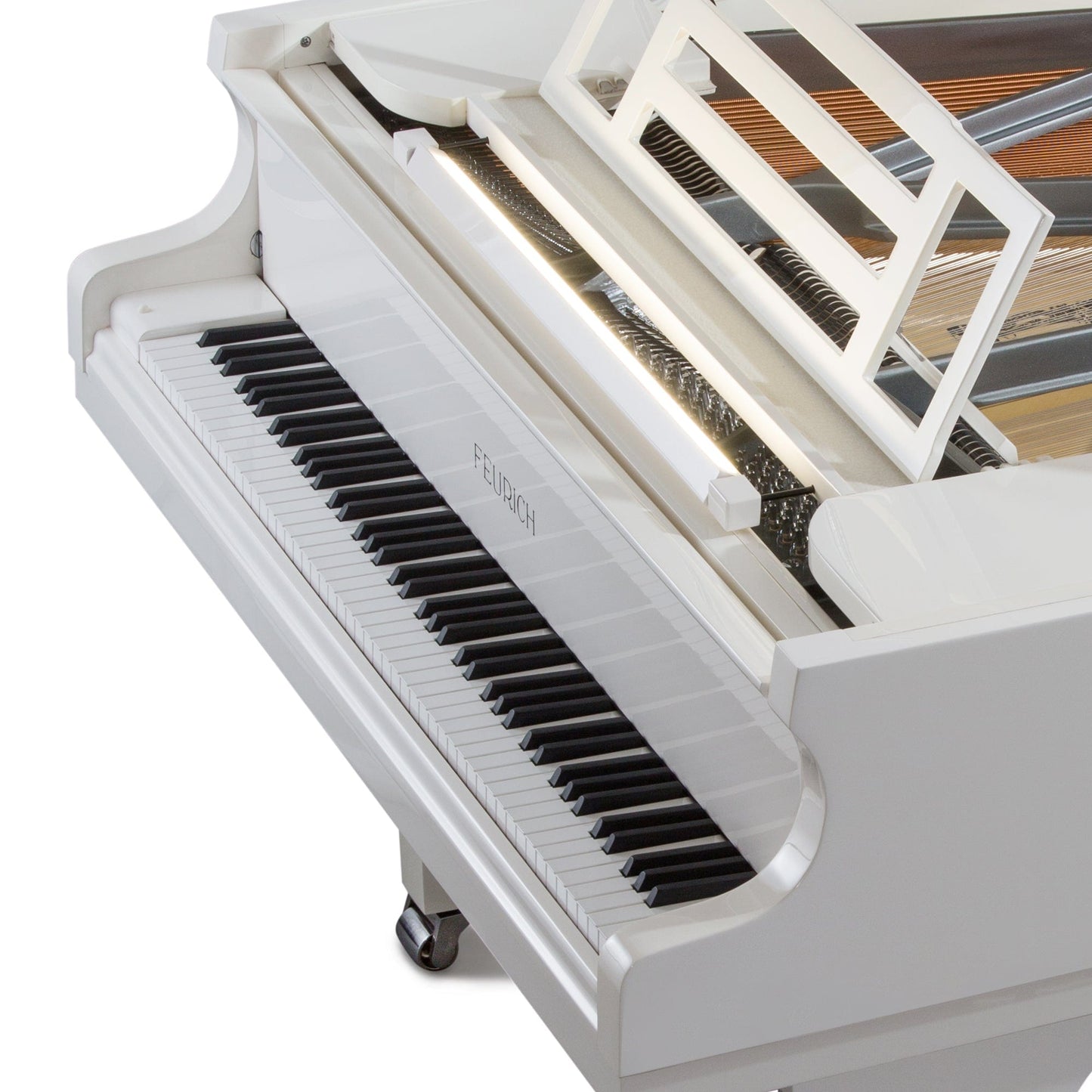 Feurich 179 Dynamic II Grand Piano; Polished White with Chrome Fittings