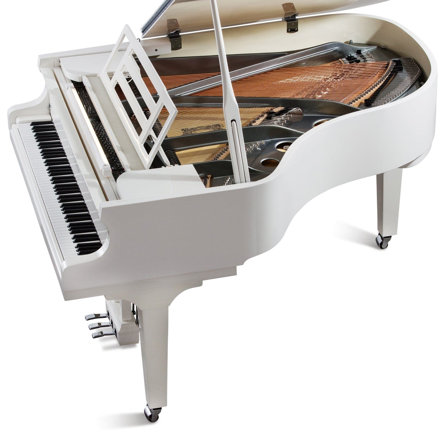Feurich 179 Dynamic II Grand Piano; Polished White with Chrome Fittings