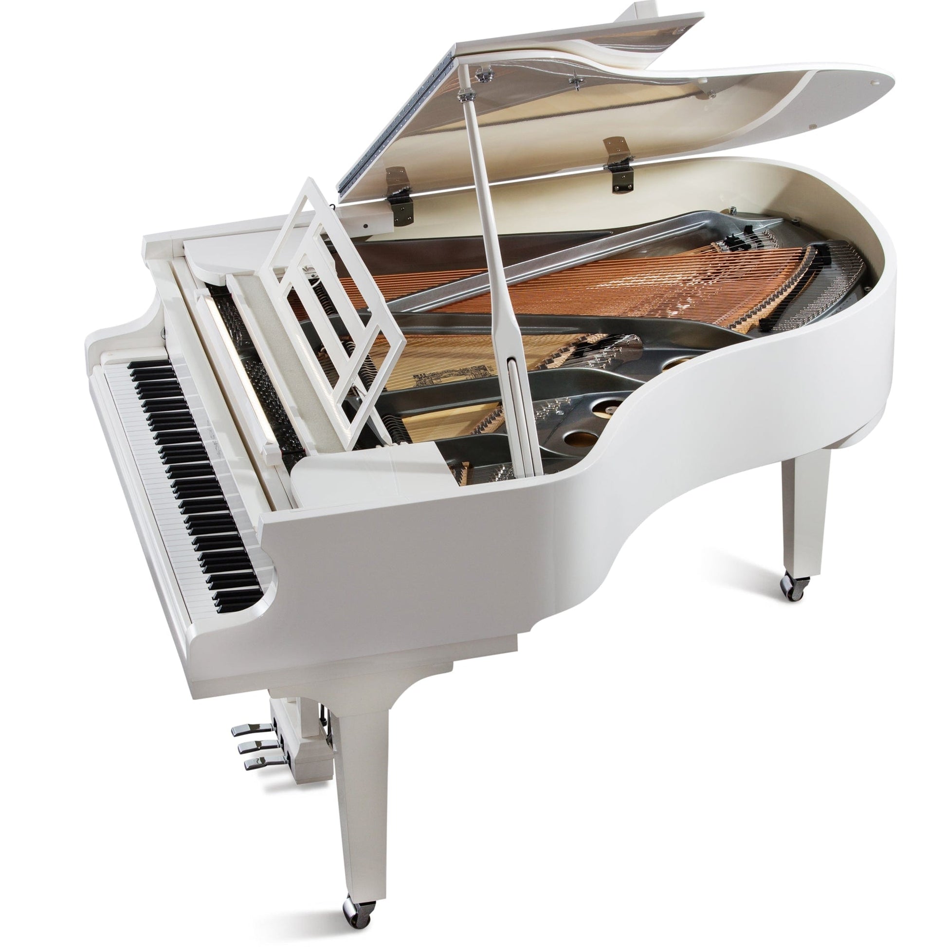 Feurich 179 Dynamic II Grand Piano; Polished White with Chrome Fittings