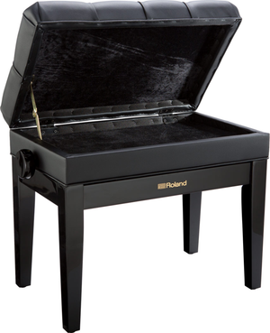 Roland RPB-500BK Piano Bench; Satin Black Vinyl Seat With Music Compartment