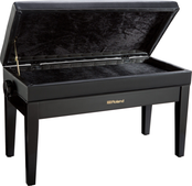 Roland RPB-D400PE Piano Bench; Duet Size Polished Ebony Vinyl Seat