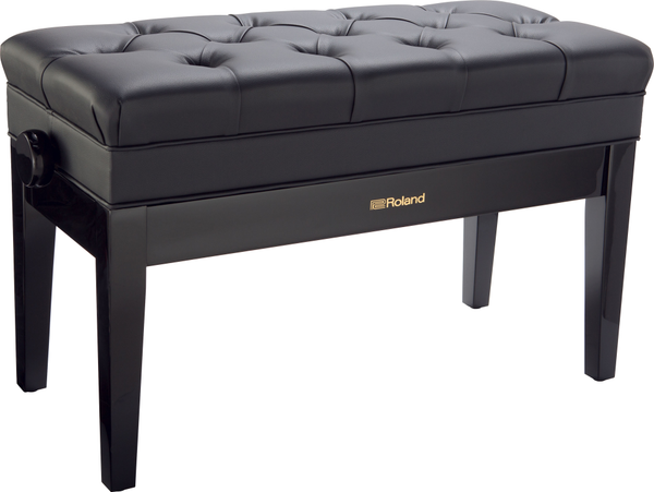 Roland RPB-D500PE Piano Bench; Duet Size Polished Ebony Vinyl Seat With Music Compartment