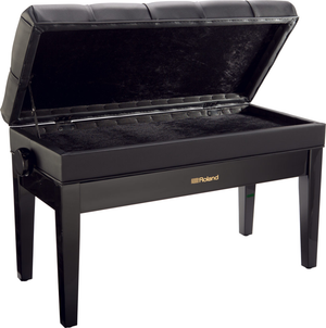 Roland RPB-D500PE Piano Bench; Duet Size Polished Ebony Vinyl Seat With Music Compartment