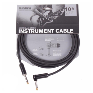 DAddario American Stage Instrument Jack Cable Right Angle Straight 10Ft