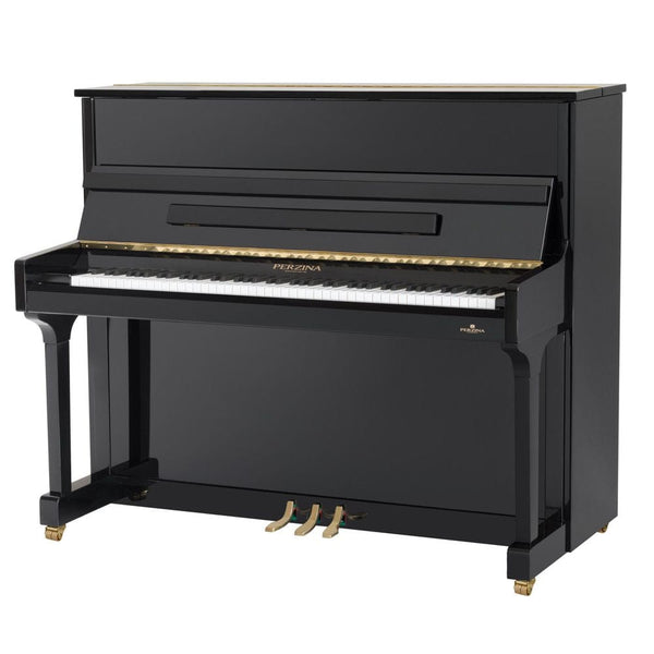 Perzina UP122 Upright Piano; Black Polished