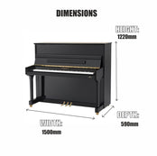 Perzina UP122 Upright Piano; Black Polished