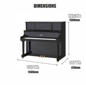 Perzina UP130 Upright Piano; Black Polished