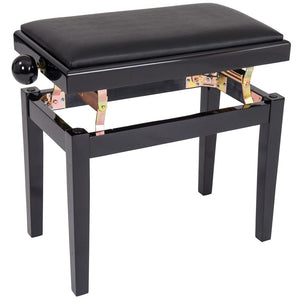 Nocturne Maestro Adjustable Height Piano Stool; Polished Black