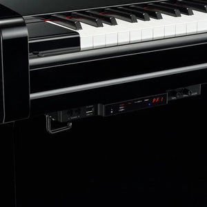 Yamaha B3 SC3 Silent Upright Piano; Polished Ebony With Chrome Fittings