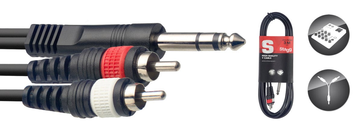 Stagg Music SYC3/P2CME Twin Phono To 3.5mm Jack 3m