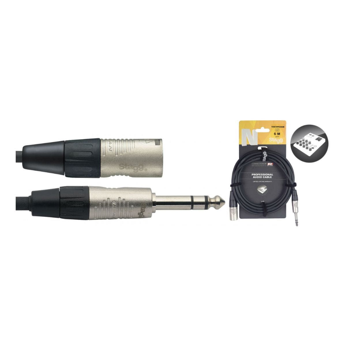 Stagg NAC6PSXMR Stereo Jack to Male XLR Cable
