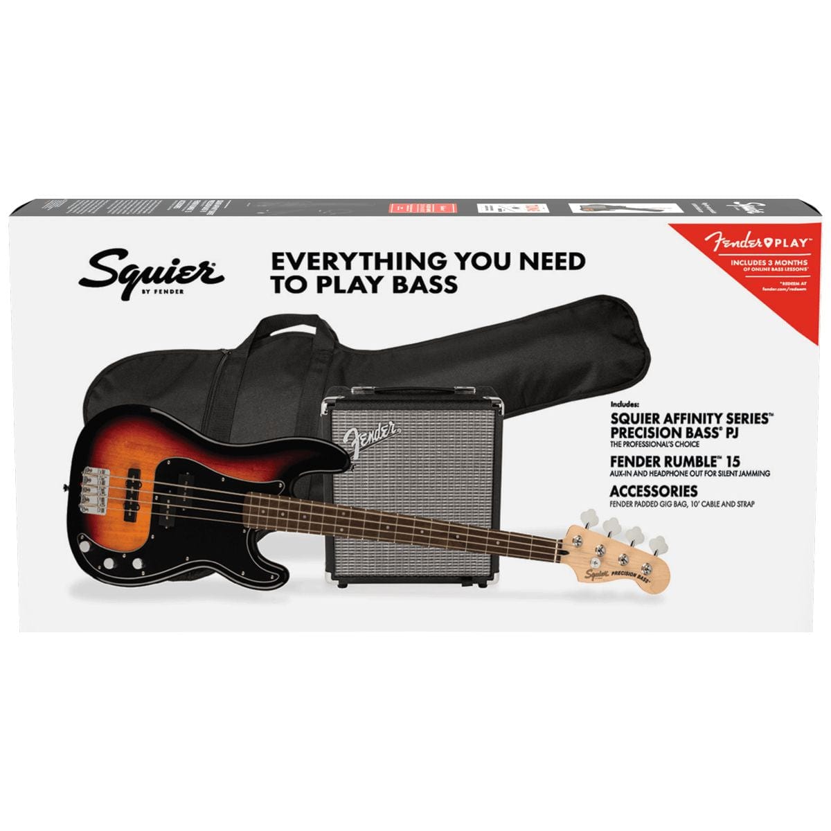 Squier Affinity Precision Bass PJ Pack 3 Colour Sunburst