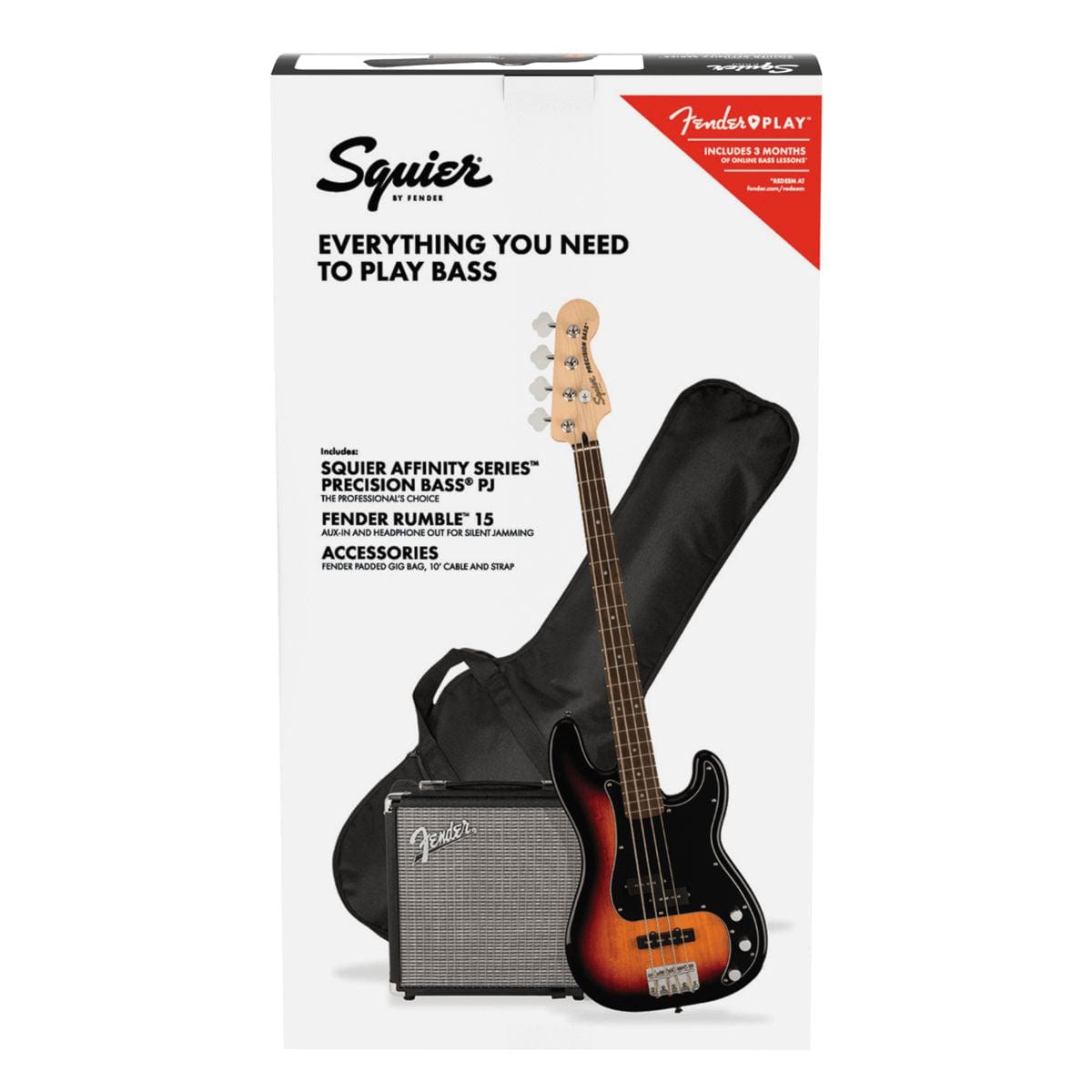 Squier Affinity Precision Bass PJ Pack 3 Colour Sunburst