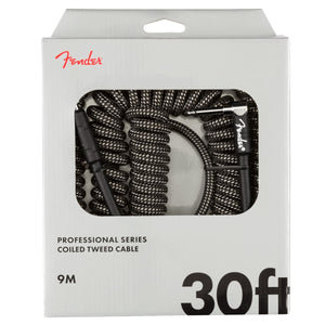 Fender Professional Series 30ft Gray Tweed Coil Guitar Cable