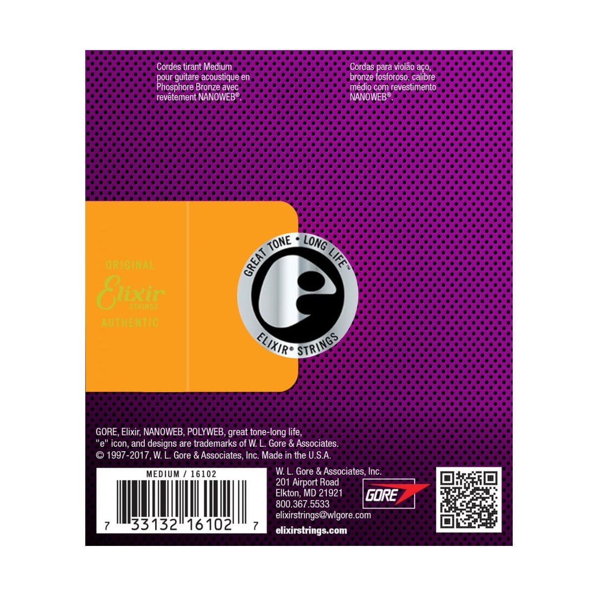 Elixir NanoWeb Phosphor Bronze Medium 13-56 Acoustic String Set