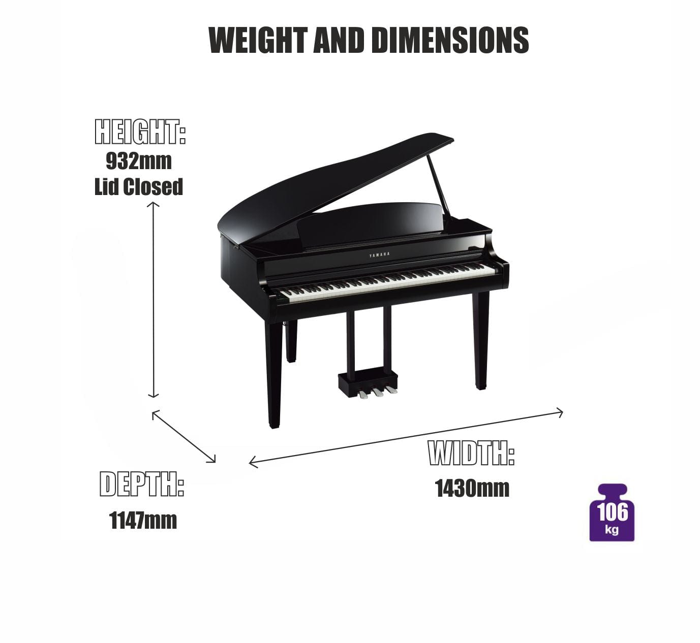 Yamaha CLP765GP Digital Grand Piano; Polished White | Free Delivery & Installation