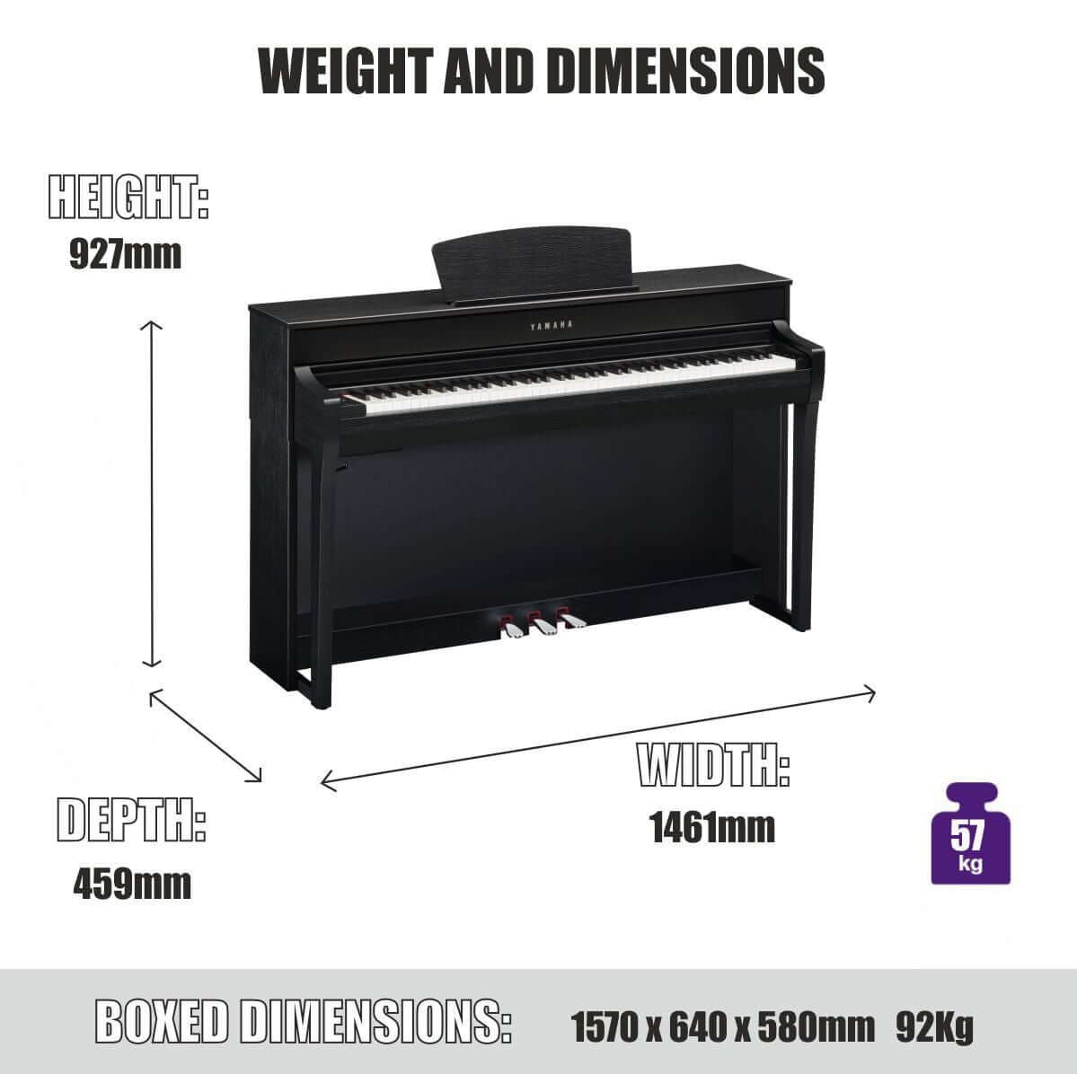 Yamaha CLP735R Rosewood Branded Accessories Package