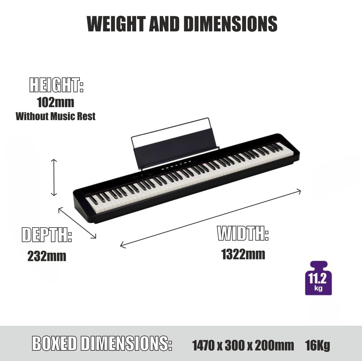 Casio PX-S1100 White Digital Piano Home Package