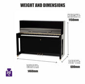 Feurich 115 Premiere Upright Piano; Polished Black Chrome Fittings