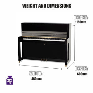 Feurich 115 Premiere Silent Upright Piano; Polished Black