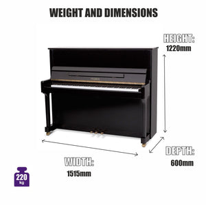 Feurich 122 Universal Silent Upright Piano; Satin Black