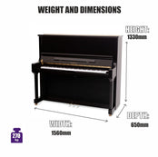 Feurich 133 Concert Upright Piano; Polished Black Chrome Fittings