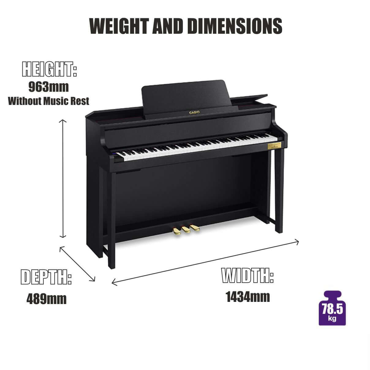 Casio GP310 Grand Hybrid Digital Piano; Black with FREE B&O Beoplay H4 2nd Gen Headphones