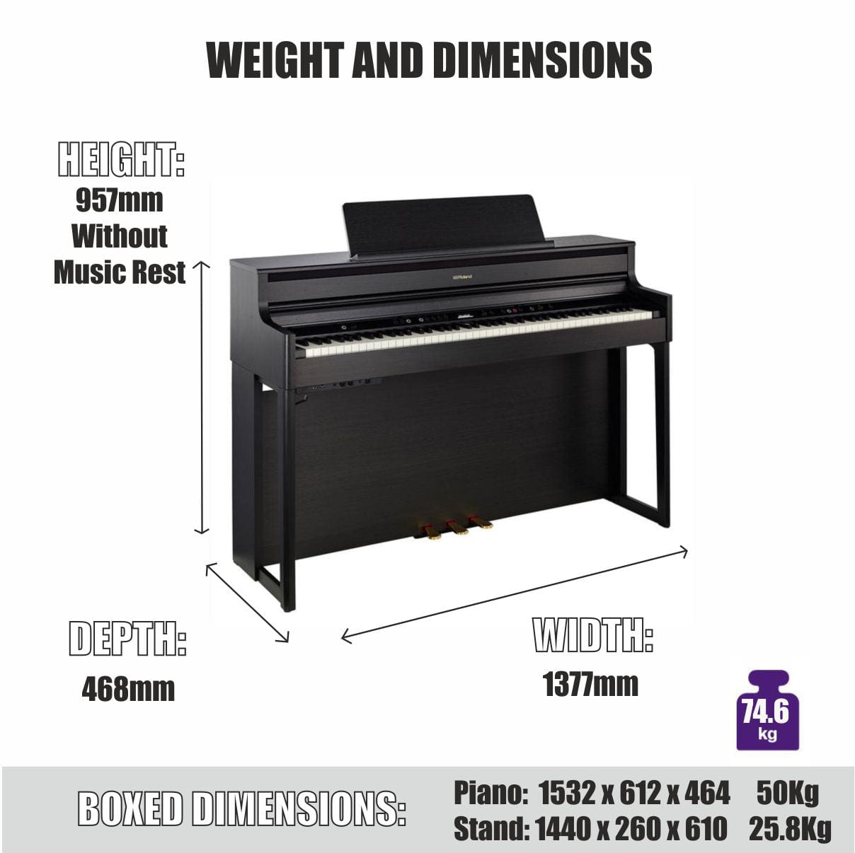 Roland HP704 Charcoal Black Digital Piano Value Package