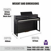 Roland HP704 Charcoal Black Digital Piano Value Package