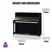 Kawai K300 Upright Piano; Snow White Polished & Silver Fittings