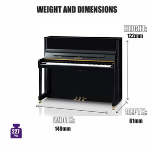Kawai K300 AURES 2 Hybrid Upright Piano; Polished Ebony