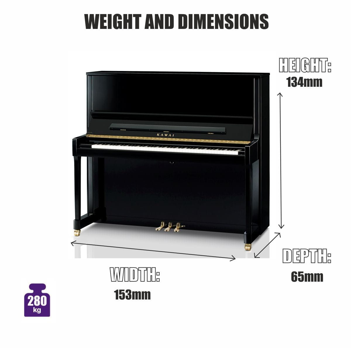 Kawai K600-AS Upright Piano; Polished Ebony