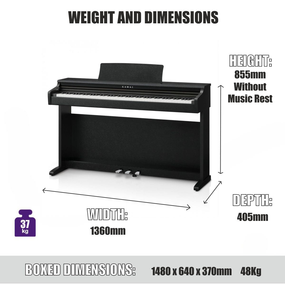Kawai KDP120 Black Digital Piano - Free Delivery