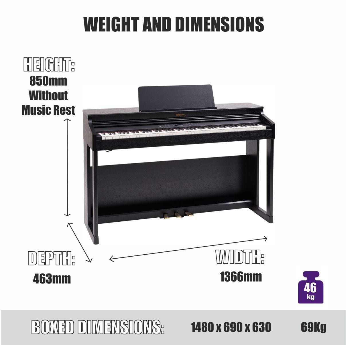 Roland RP701 Dark Rosewood Digital Piano Value Package