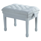 Nocturne Concert Adjustable Height Faux Leather Button Top Piano Stool; Polished White