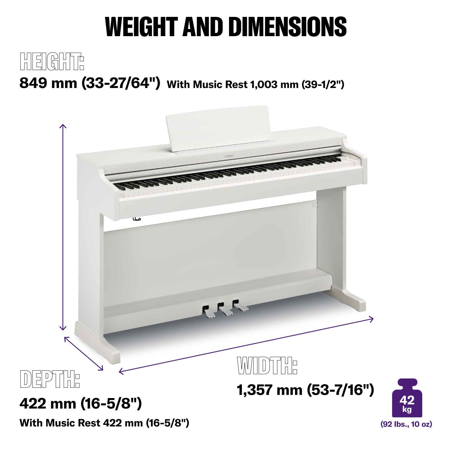 Yamaha YDP165 Arius Digital Piano; White